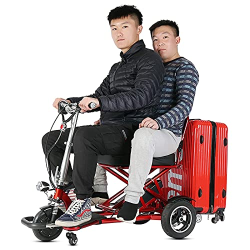 SUYUDD Scooter Mobility Scooter De Movilidad Eléctrico Plegable De 3 Ruedas Scooters De Viaje Eléctricos Portátiles Ligeros - Soporte 300 Libras De Peso Batería Dual