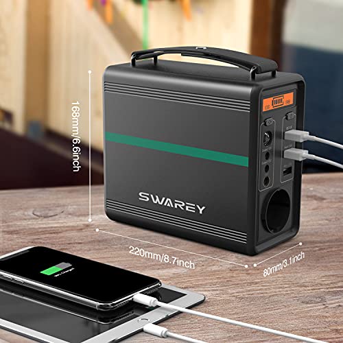 SWAREY Generador Solar Portátil 166Wh(3.2V/52000mAh,12.8V/12968mAh) Salidas AC/DC/USB/Tipo-C Estación de Energía con Batería de Litio-Ferrofosfato para CPAP Acampada Emergencia Electrodomésticos