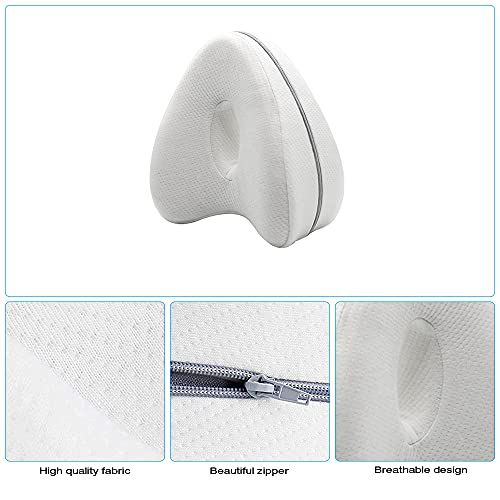 Swetup Almohada para Piernas,Almohada para Rodillas,Posicionadoras de Pierna,Almohadilla para Dormir de Lado Ergonómica,Cojín Ergonomico para Dormir de Lado para Pierna,Espalda,y Rodilla Pain(Blanco)