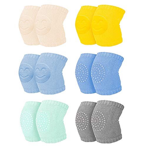 SwirlColor Rodilleras Gateo Bebe De Algodón Antideslizante Protector De Rodilla Para Niños Pequeños Para Caminar, 6 Pares - S