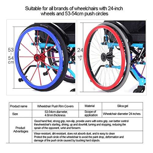 SXFYGYQ Fundas para Llantas De Empuje para Silla De Ruedas, Funda para Silla De Ruedas Deportiva para Ruedas Traseras De 24 Pulgadas, Funda De Silicona para Empujar a Mano, Antideslizante