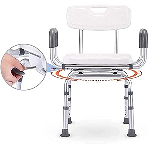 SXFYHXY Asiento De Ducha Banco De Transferencia Taburete Resistente con Bañera Giratoria Y Elevable Silla De Ducha, Apoyabrazos Respaldo Ajustable En 4 Alturas Ayuda De Baño para Ancianos