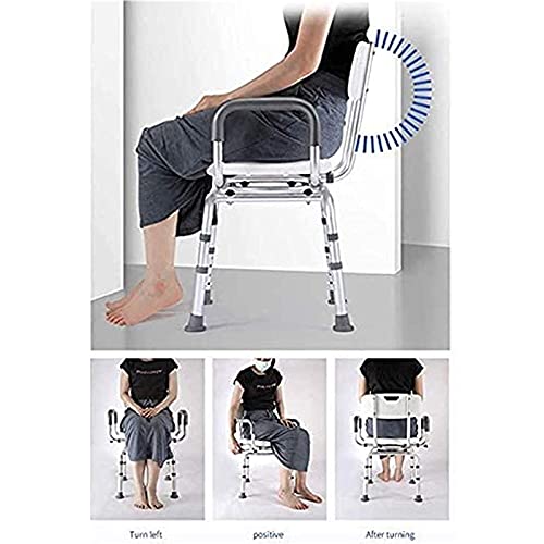 SXFYHXY Asiento De Ducha Banco De Transferencia Taburete Resistente con Bañera Giratoria Y Elevable Silla De Ducha, Apoyabrazos Respaldo Ajustable En 4 Alturas Ayuda De Baño para Ancianos