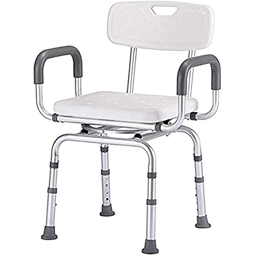 SXFYHXY Asiento De Ducha Banco De Transferencia Taburete Resistente con Bañera Giratoria Y Elevable Silla De Ducha, Apoyabrazos Respaldo Ajustable En 4 Alturas Ayuda De Baño para Ancianos