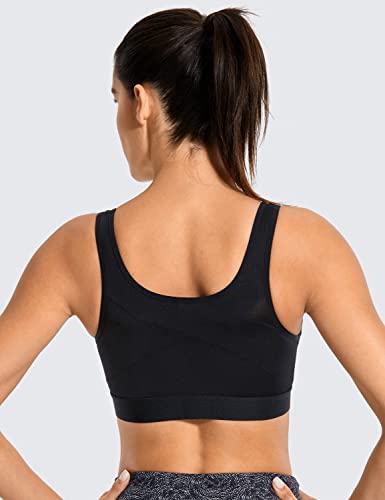 SYROKAN - Sujetador Deportivo Espalda Deportiva con Cremallera para Mujer Negro ES:95B (EU 80B)