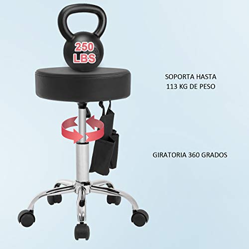 T-LoVendo TLV-TY-S15 Taburete giratorio elevable con bolsa silla de trabajo banqueta