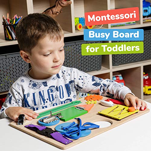 Tablero de Actividades Montessori para niños pequeños - Juguetes sensoriales de Madera para niños de 3 años - Juegos de Viaje con Actividades educativas y Hebillas para el Desarrollo de la motricidad