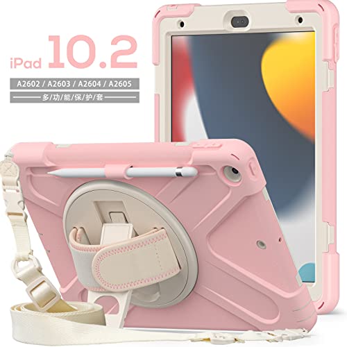 Tablet PC Bolsas Bandolera For iPad 10.2 (2019/2020/2021) Cubierta de casos, cubierta de tabletas resistente a la rotura tres en uno, a prueba de gota, a prueba de polvo, a prueba de golpes, con corre