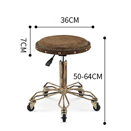 Taburete de Bar Ajustable Silla de Ruedas giratoria con Respaldo para la Oficina en casa en el salón de masajes y Tatuajes Facial SPA (D)