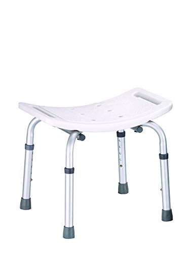 Taburete de Ducha ANTIDESLIZANTE con Asiento Ergonómico Silla de Ducha Aluminio Regulable en Altura Ligero