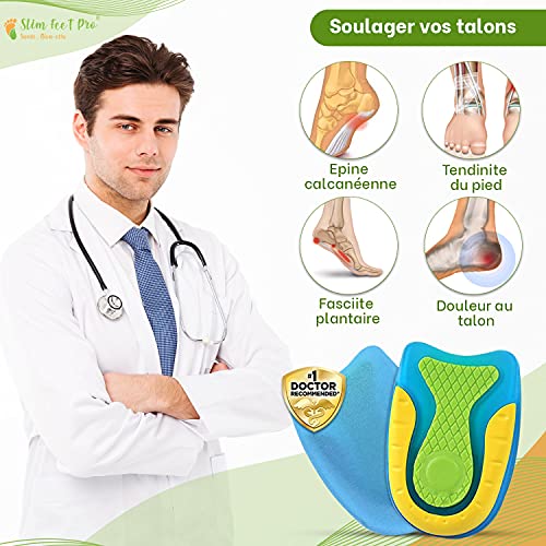 Talonera de silicona de gel ortopédico creciente talla L para proteger el dolor de talón y aliviar las espinas calcáneas, fascitis plantar, tendinititis en tus zapatos.