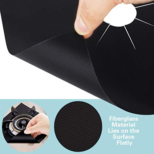 Taope Fundas para quemador de gas, protectores de rango de gas con aprobado por la FDA, reutilizables, antiadherentes, resistentes al calor, color negro, paquete de 8 (27 x 27 cm) - Grueso