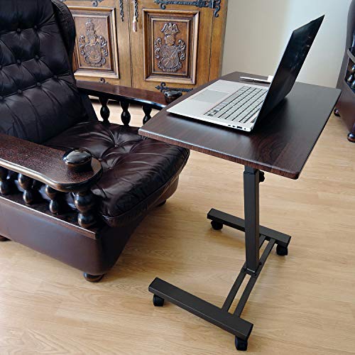 Tatkraft Salute Escritorio de Pie Móvil para Ordenador Portátil | Mesa Auxiliar de Sofa de Altura Ajustable 52-84 cm | Soporte Laptop con Ruedas de Bloqueo