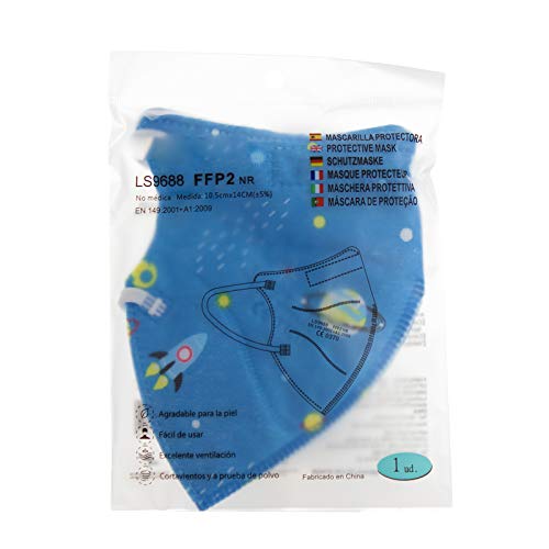 TBOC Mascarillas FFP2 [Pack 10 Unidades] Máscaras [Talla Pequeña] Desechables [Planetas y Estrellas] 5 Capas [No Reutilizables] Transpirables Plegables con Pinza Nasal [Certificadas y Homologadas]