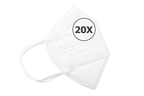 TBOC Mascarillas FFP2 - [Pack 20 Unidades] Máscaras Desechables [Color Blanco] 5 Capas [No Reutilizables] Transpirables Plegables con Pinza Nasal [Certificadas y Homologadas CE 2163]