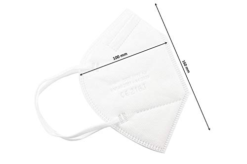 TBOC Mascarillas FFP2 - [Pack 40 Unidades] Máscaras Desechables [Color Blanco] 5 Capas [No Reutilizables] Transpirables Plegables con Pinza Nasal [Certificadas y Homologadas CE 2163]