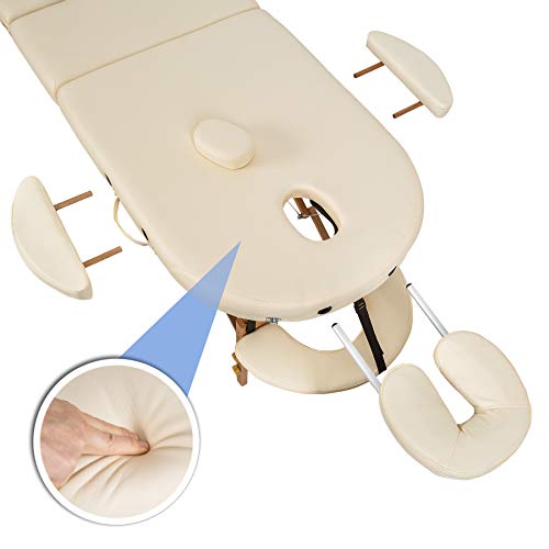 TecTake Camilla de Masaje Mesa de Masaje 3 Zonas Reiki Terapia Oval + Set (Beige | No. 400193)