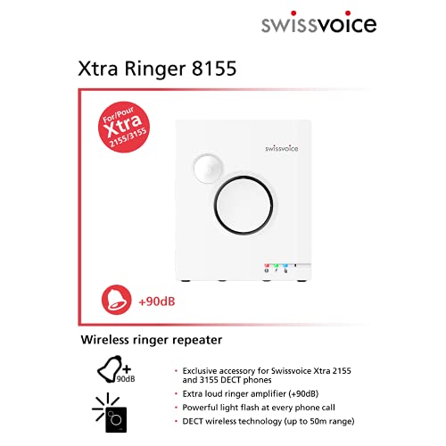 Teléfono inalámbrico con contestador Swissvoice Xtra 2155 + Timbre & Flash 8155 Ringer