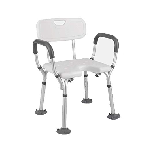 Tellgoy-Chair Silla de Ducha con apoyabrazos, Asiento para la Ducha Respaldo cómodo, Presidente de bañera de Altura Ajustable de Aluminio Material Aleación para Personas Mayores o discapacitados,B