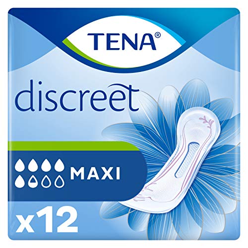 Tena Compresas Discreet Maxi Para Pérdidas De Orina Para Mujer, Es, Azul, 12 Unidad