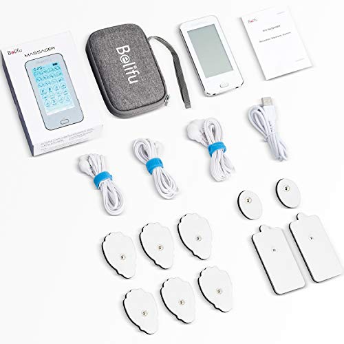 TENS EMS electroestimulador recargable con 24 modos y 4 electrodos, tiene el efecto de la fisioterapia, adecuado para tratar el estrés del cuello, dolor ciático, dolor de espalda y alivio del