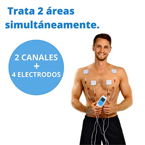 TensCare Perfect Tens – Electroestimulador para Alivio del dolor. 2 Canales con 4 electrodos, con programas Clínicamente Comprobados para aliviar el dolor de espalda, Artritis y Lumbalgia