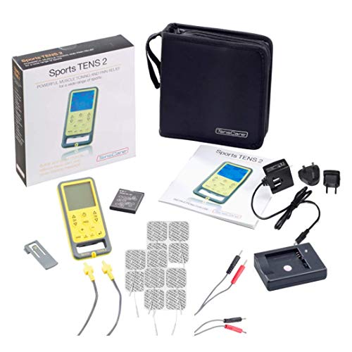 Tenscare Sports Tens 2+ Paquete de 12 Electrodos - Dispositivo de electroestimulación con Masaje, TENS, EMS y programas manuales. Para alivio del dolor, tonificación y relajación muscular.