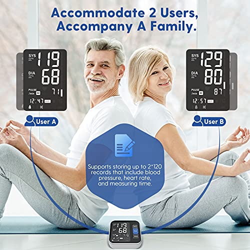 Tensiómetro de Brazo Digital - Monitor de Presión Arterial Automatico con Manguito Presión del Brazo Superior 8.7"-15.7" , Pantalla de Retroiluminación & Detección de HR con Estuche de Transporte