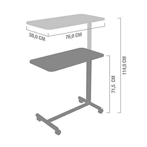 Teqler Mesa de cama ajustable en altura, mesa auxiliar para cama de enfermería y enfermería.