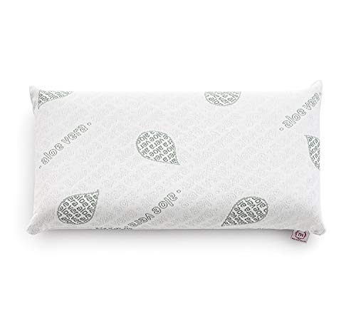 Textilhome - Almohada Viscoelástica - 70 cm - Tejido Ecológico Aloe Vera, núcleo de Visco Puro 100% Natural - Doble Funda con Cremallera. Adaptativa Termoregulada.