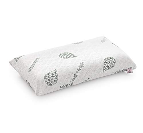 Textilhome - Almohada Viscoelástica - 70 cm - Tejido Ecológico Aloe Vera, núcleo de Visco Puro 100% Natural - Doble Funda con Cremallera. Adaptativa Termoregulada.