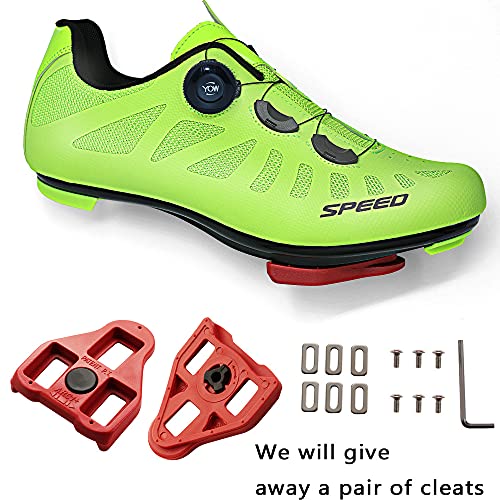 TFNYCT Zapatilla de Ciclismo Hombre Bicicleta Carretera MTB Tacos Respirables Mountain Interior Zapatillas de Ciclismo (Verde, Numeric_44)