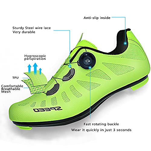 TFNYCT Zapatilla de Ciclismo Hombre Bicicleta Carretera MTB Tacos Respirables Mountain Interior Zapatillas de Ciclismo (Verde, Numeric_44)