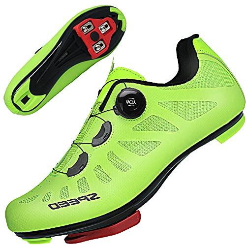 TFNYCT Zapatilla de Ciclismo Hombre Bicicleta Carretera MTB Tacos Respirables Mountain Interior Zapatillas de Ciclismo (Verde, Numeric_44)