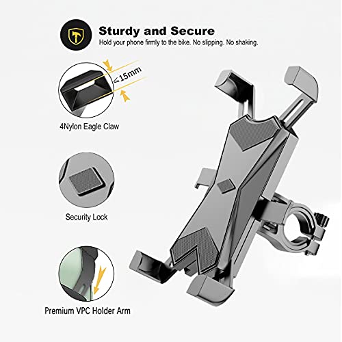 TFR Soporte Movil Bicicleta, Soporte Motocicleta - Rotación 360° Soporte Manillar para Phone 12 Mini, 12 Pro MAX, 11 Pro, XS MAX, XR, X, 8, 7, 6S, Samsung S10 S9 S8, Huawei, 4.7-6.7" Smartphones