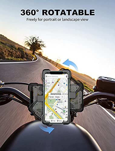 TFR Soporte Movil Bicicleta, Soporte Motocicleta - Rotación 360° Soporte Manillar para Phone 12 Mini, 12 Pro MAX, 11 Pro, XS MAX, XR, X, 8, 7, 6S, Samsung S10 S9 S8, Huawei, 4.7-6.7" Smartphones