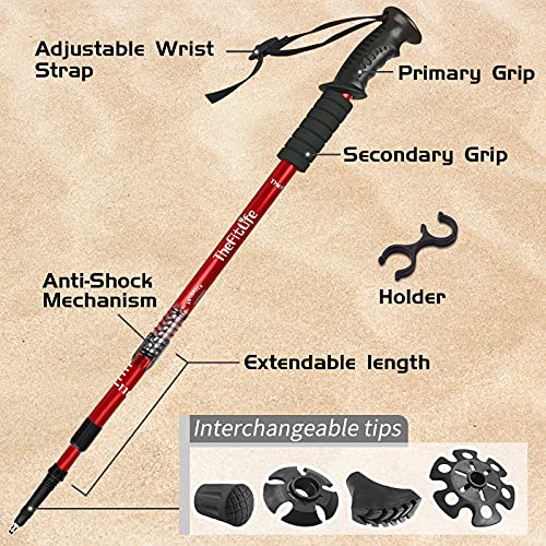 TheFitLife Los Bastones De Senderismo - Bastones Telescópicos Plegables, 2 Packs Ultraligeros. Bastones Extendibles para Camping, Montañismo, Viajes y Senderismo