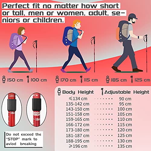 TheFitLife Los Bastones De Senderismo - Bastones Telescópicos Plegables, 2 Packs Ultraligeros. Bastones Extendibles para Camping, Montañismo, Viajes y Senderismo