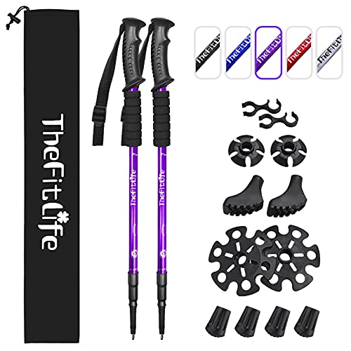 TheFitLife Los Bastones De Senderismo - Bastones Telescópicos Plegables, 2 Packs Ultraligeros. Bastones Extendibles para Camping, Montañismo, Viajes y Senderismo