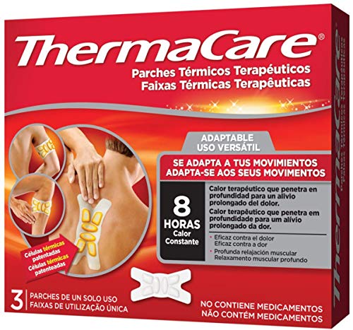 THERMACARE Parche Térmico Terapéutico - 3 parches - Adaptable a Cualquier Parte del Cuerpo - Alivio Prolongado del Dolor Hasta 8 Horas - Sin Medicamentos