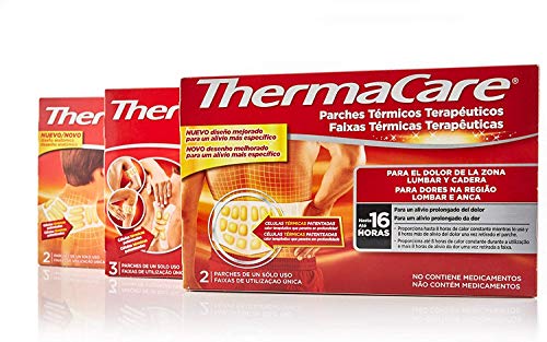 THERMACARE Parche Térmico Terapéutico - 3 parches - Adaptable a Cualquier Parte del Cuerpo - Alivio Prolongado del Dolor Hasta 8 Horas - Sin Medicamentos