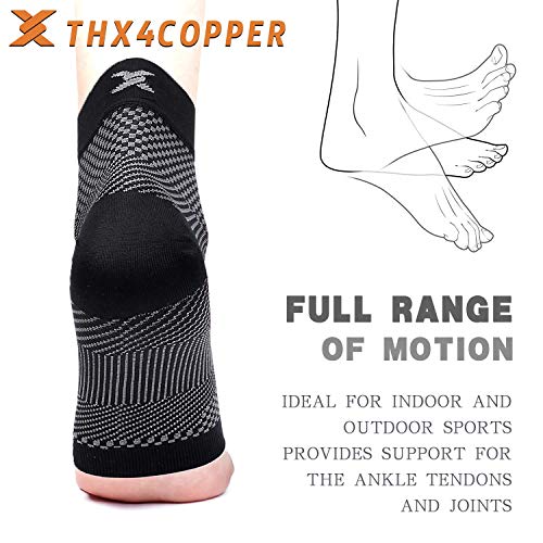 Thx4COPPER Calcetines de compresión ajustables, fascitis plantar, tobillera, tobillera para dolor de tobillo, torceduras, tendinitis de Aquiles, espolón calcáneo, vendaje para el pie unisex, 1 par