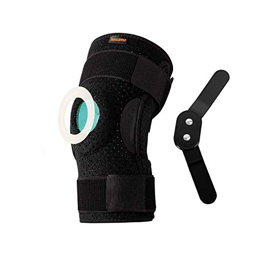 Thx4COPPER Rodillera plegable con rótula abierta ajustable con correas paralelas y estabilizadores de doble cara, rodillera de compresión para aliviar el dolor de rodilla