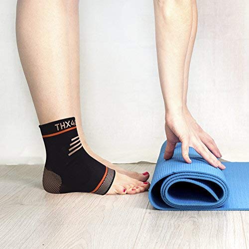 Thx4COPPER Tobillera de compresión Infused – Tobillera de silicona, soporte para tobillo, alivio del dolor, fascitis plantar, tendinitis de Aquiles, tobillera única