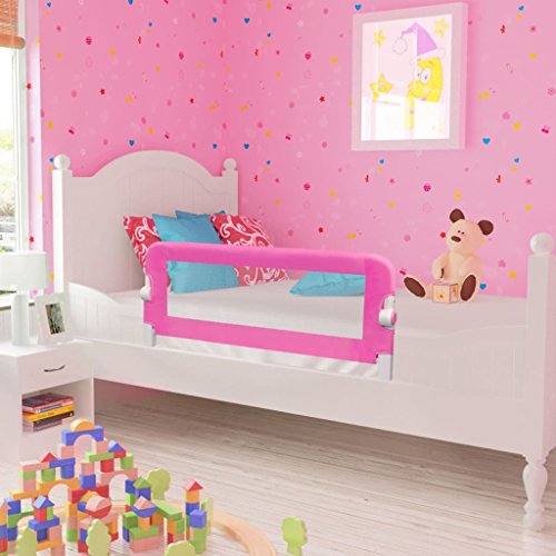 Tidyard Barandilla de Seguridad Infantil para Cama, Carril de Seguridad de la Cama 102 x 42 cm Rosa