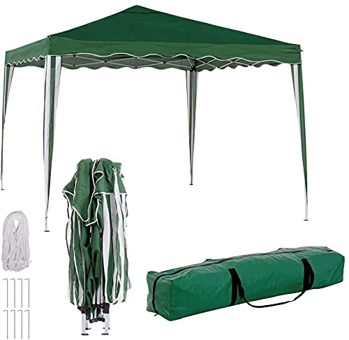 TIENDA EURASIA® Cenador Plegable con Ventilación Superior de Acero de 300x300x250 cm - Bolsa de Transporte de Tela Incluida (Verde)