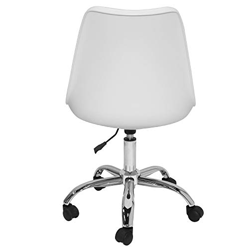 TIENDA EURASIA® Silla Moderna de Escritorio - Asiento de Polipropileno y Cojín Acolchado - Elevación Hidráulica (Blanco)