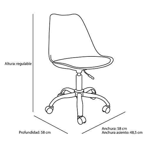 TIENDA EURASIA® Silla Moderna de Escritorio - Asiento de Polipropileno y Cojín Acolchado - Elevación Hidráulica (Blanco)