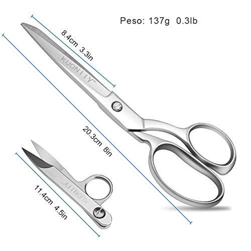 Tijeras de costura para tela de 20,32 cm, de acero inoxidable, para costura profesional - Tijeras de sastre muy resistentes