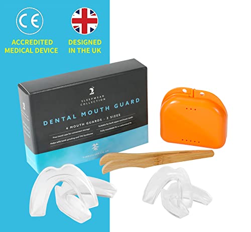 Time2Sleep - 4 x Férula Dental de Descarga anti Bruxismo - Protector Bucal para Dormir - Aparato Dental Antironquidos y Trastornos de la ATM - Solución Antironquidos